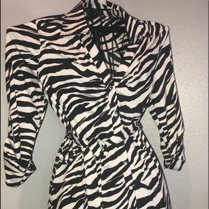 Zebra Dress with simulated diamond buttons